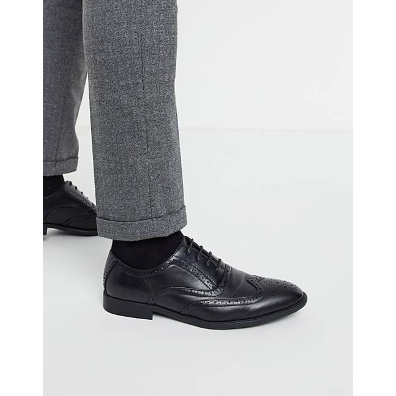 ASOS Design  Men’s Black Brogue Faux Leather Casual Shoes |ASOS Design In Lebanon