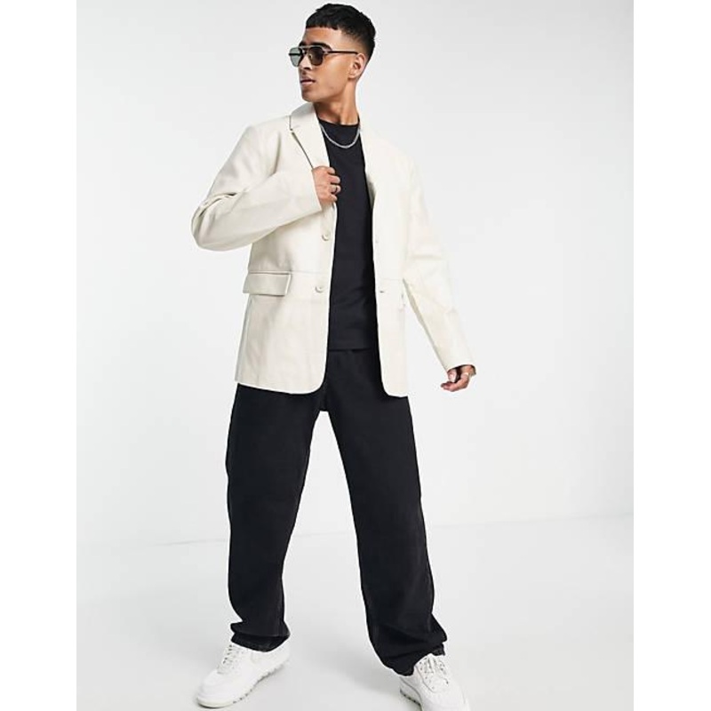 ASOS Design Men’s Ecru Leather Blazer | ASOS Design In leather