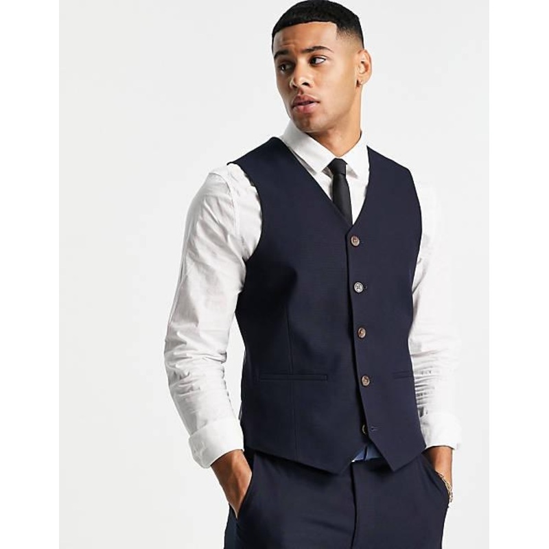 ASOS Design Men’s Navy Blue Button Down Vest | ASOS Design In Lebanon