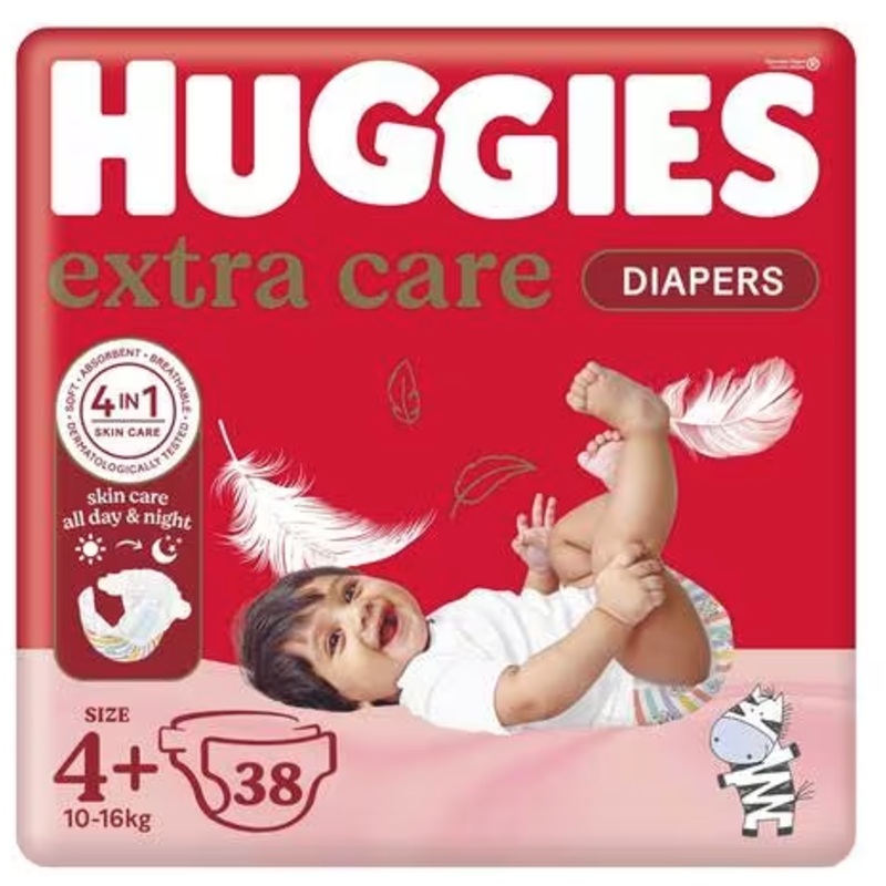 Huggies Extra Care 38 Diaper Size4+ 10-16 KG| Huggies In Lebanon