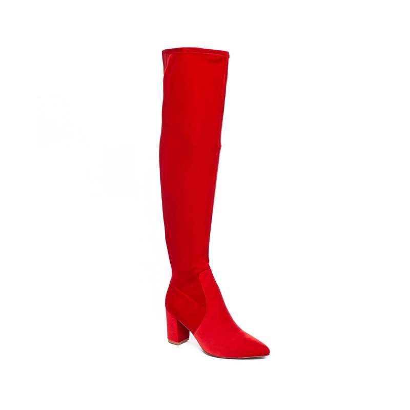 Smash Women’s Red Malia Extra Wide Calf Block Heeled Boot |Smash In Lebanon