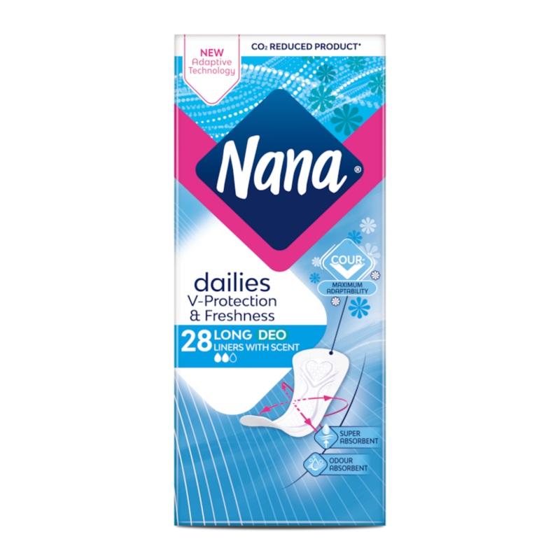 Nana Dailies Fresh & Protect Long Deo Liners 28 Pads | Nana In Lebanon