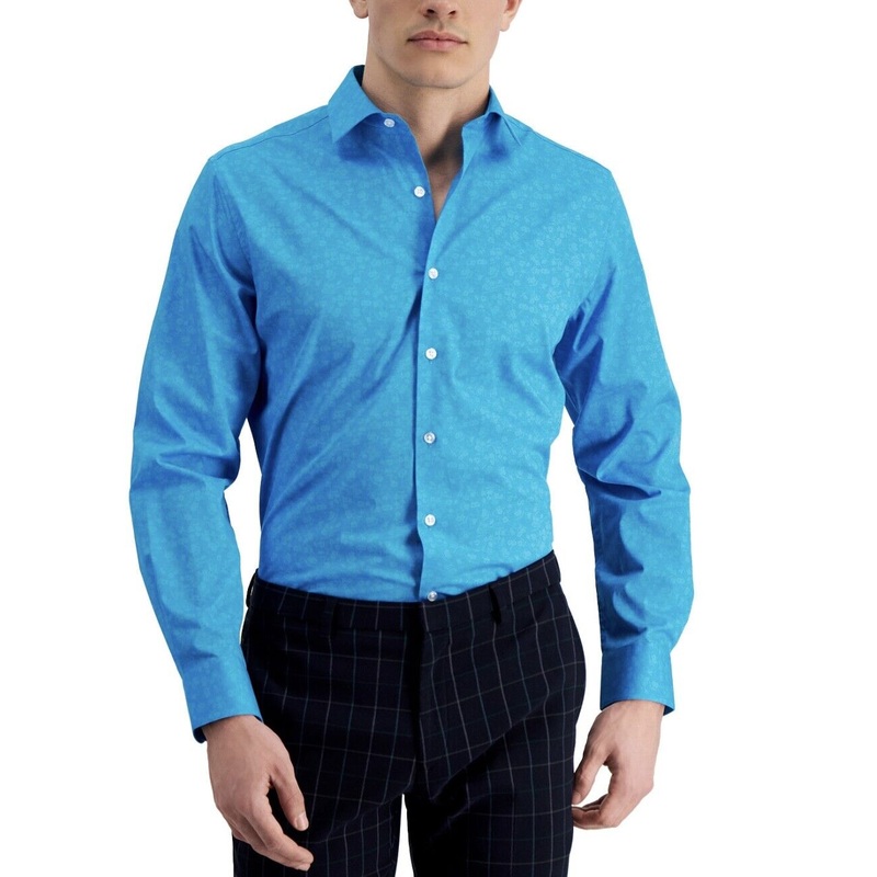 Bar III Men’s Blue Floral Printed Slim Fit Shirt | Bar III In Lebanon