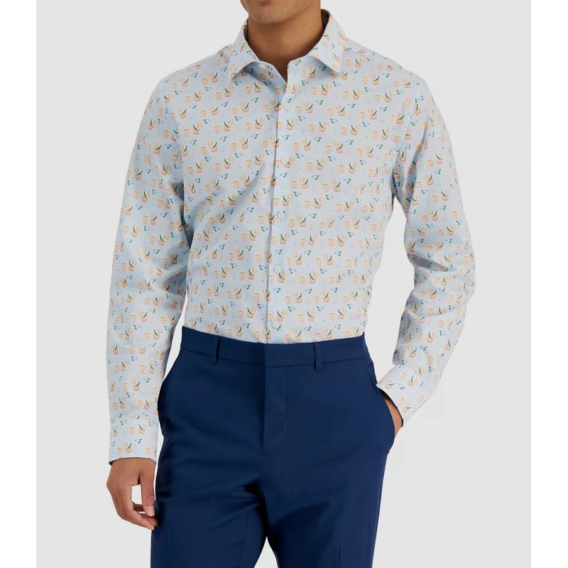 Bar III Men’s Light Blue Printed Shirt | Bar III In Lebanon