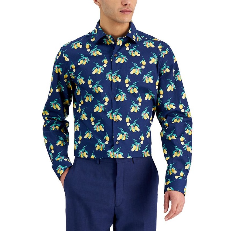 Bar III Men’s Navy Blue Printed Shirt | Bar III In Lebanon