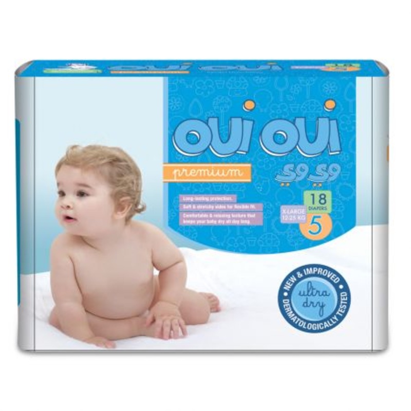 Oui Oui Premium Baby Diapers Mini Pack X-Large Size:5 (12-25 Kg) *18 Diapers