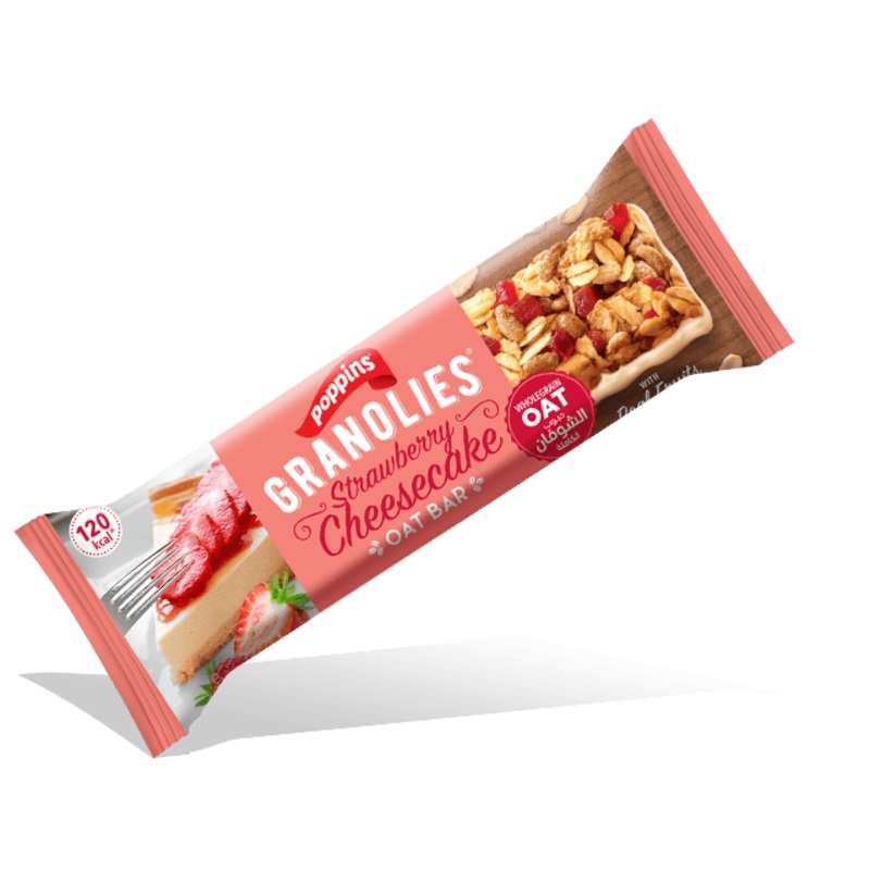 Poppins Granolies Oat Bar Strawberry Cheesecake 30g | Poppins In Lebanon