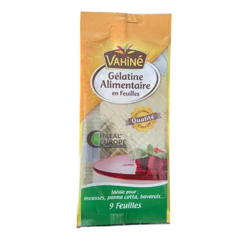 Vahine  Food gelatin in halal sheets x9  17g