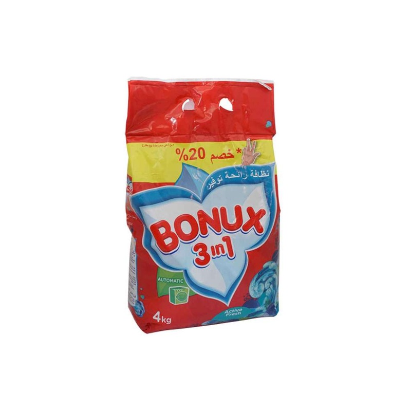 Bonux 3in1 Automatic Powder Cleaner Active Fresh 4kg | Bonux In Lebanon