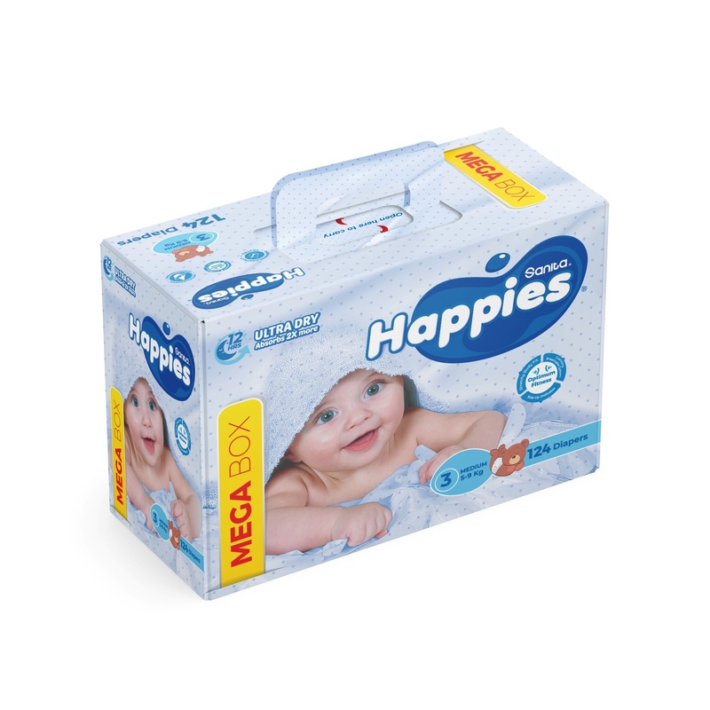 Happies Mega Box  Diapers Size 3 (5-9kg) 124 Diapers