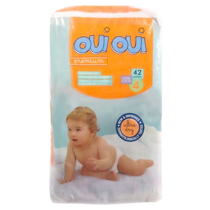 Oui Oui Premium Diaper Large Size:4 (9-18KG) *42 Diapers | Qui Qui In Lebanon