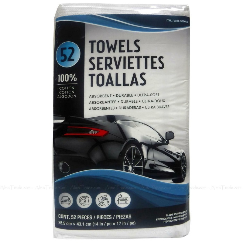 Unitex Multipurpose Cotton White Terry Cleaning Car Polish Dust Pack 52 Towels ACA43 lf3 shr