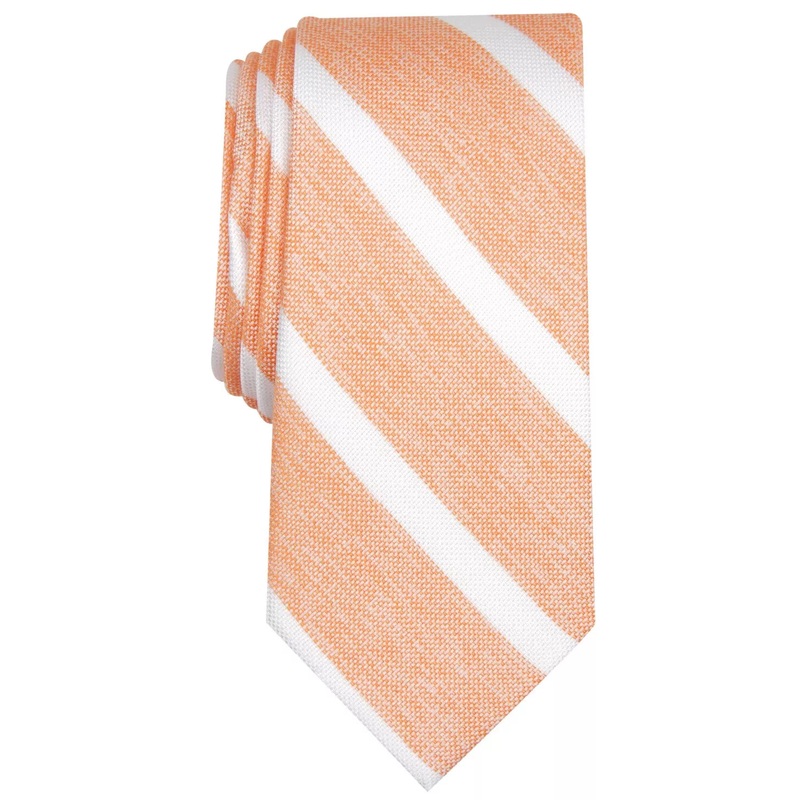 Bar III Mens Lovett Stripe Skinny Tie Orange OS ABL119 SHR