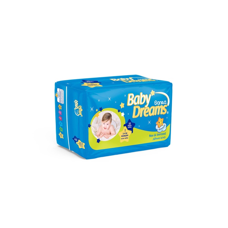 Sanita Baby Dreams New Born Diaper Size 1 (2-4KG) 32 Count | Sanita In Lebanon