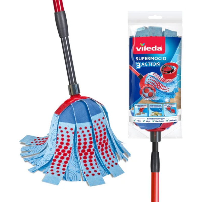Vileda Supermop 3-Action Blue With Handle | Vileda In Lebanon