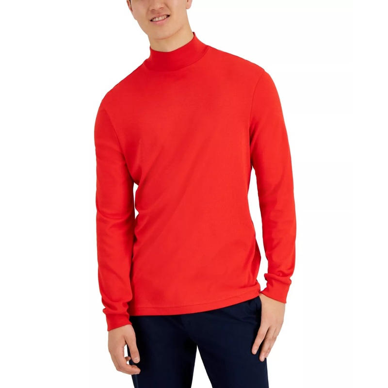 Club Room Men’s Red Solid Mock-Neck Sweater ABF3761