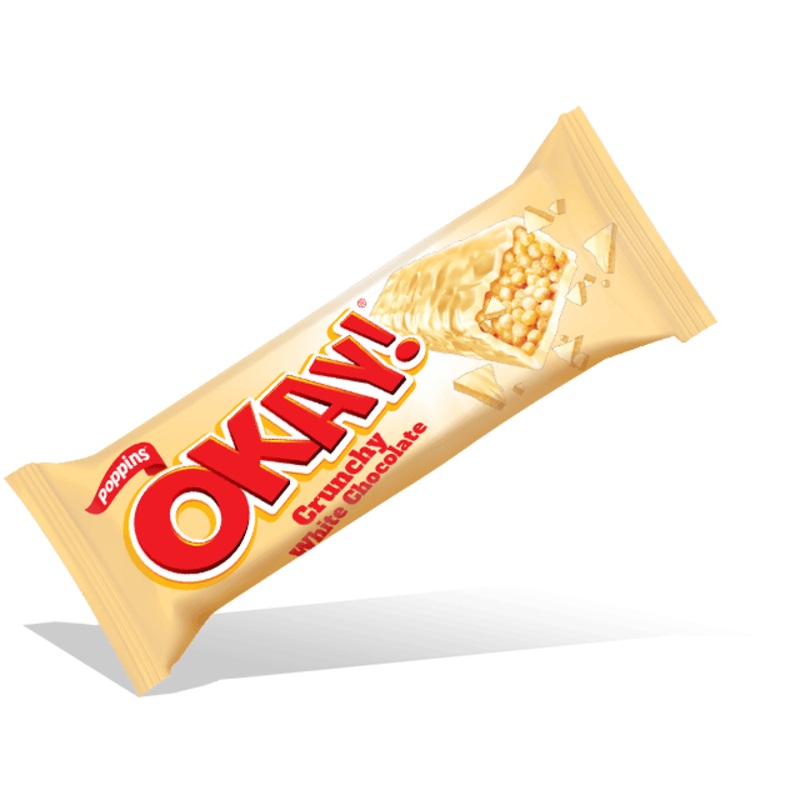 Poppins Okay! Crunchy White Chocolate Bar 25g