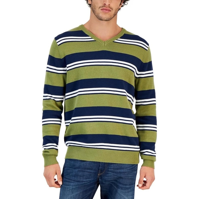 Club Room Men’s Pine Brook Striped V-Neck Sweater’s ABF4194