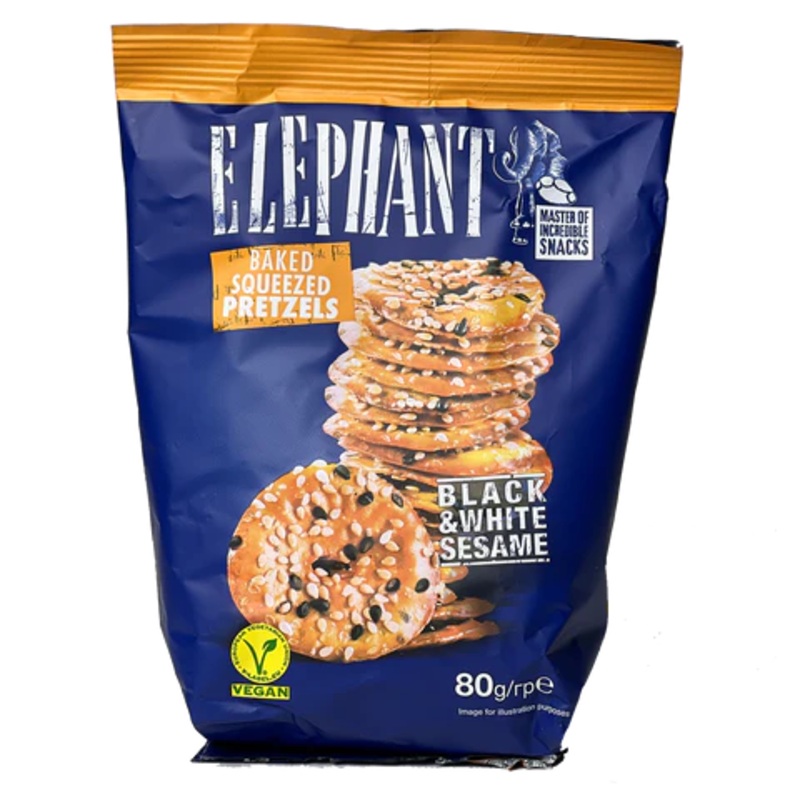 Elephant Pretzel Black & White Sesame 80g