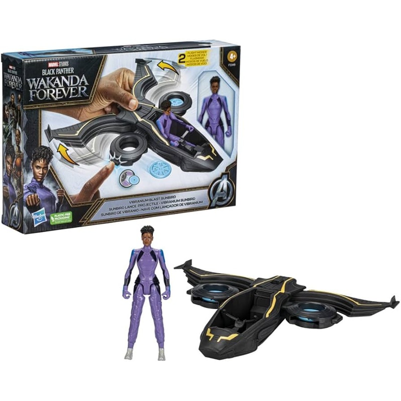 Marvel Black Panther Wakanda Forever Vibranium Blast Sunbird Jet with Shuri Action Figure TG686