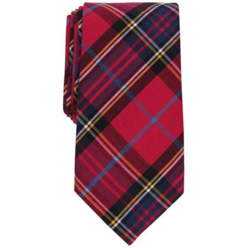 Club Room Men’s Multicolor Holiday Red Tartan Tie ABL383