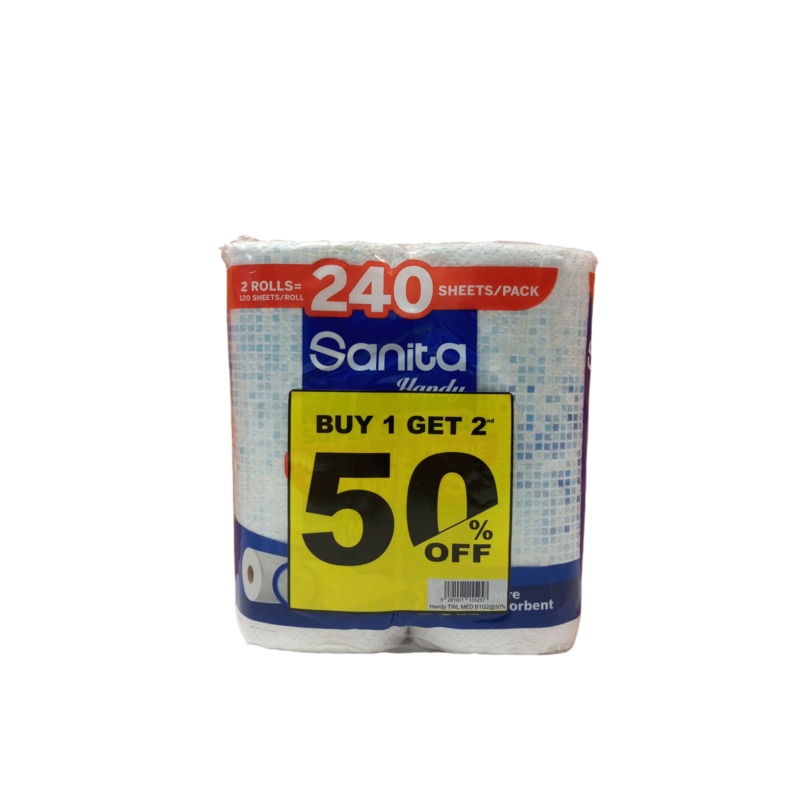 Sanita Handy Towel Medium 2 Rolls, 240 Sheets (50% OFF)