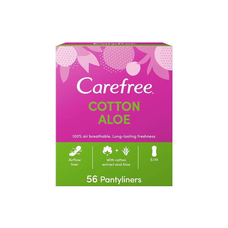 Carefree Cotton Feel Panty Liners With Aloe Vera 56Pcs 33% OFF