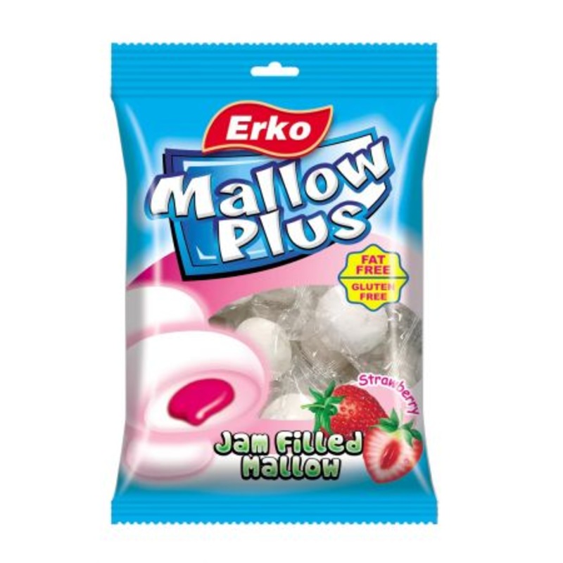 Erko Mallo Plus Strawberry Jam Filled Mallow 80g | Erko In Lebanon