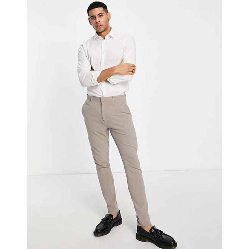 ASOS Design Men’s Beige Mid Rise Skinny Trousers | ASOS Design In Lebanon