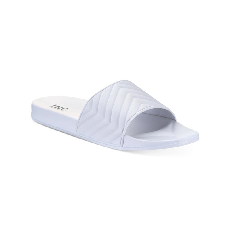 INC International Concepts Men’s White Quilted Xander Open Toe Slip-On Slide Slippers | INC International Concepts