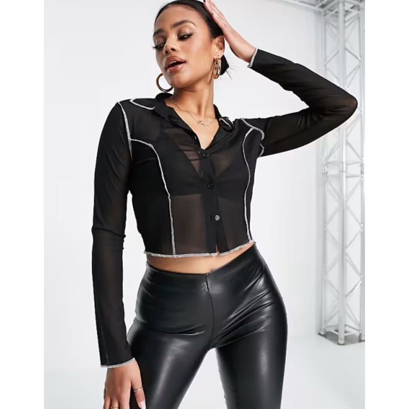 Asos Design Women’s Black Mesh Shirt ANF2568