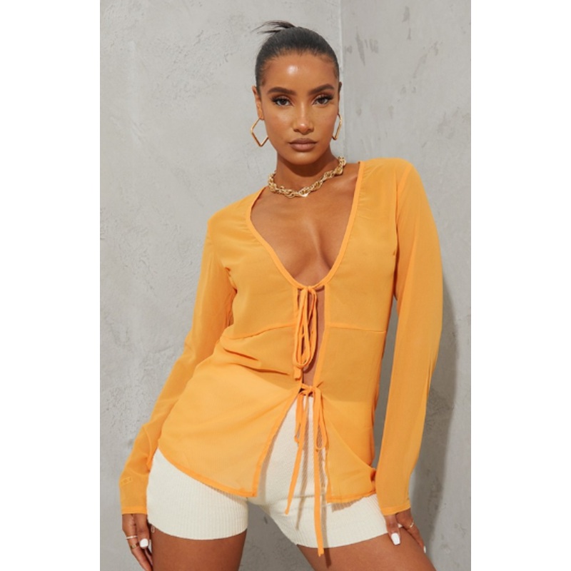 ASYOU Women’s Orange Woven Top ANF2581