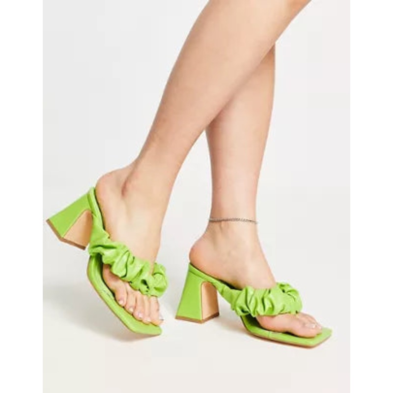 Topshop Women’s Lime Green Nori Ruched Mule Block Heel Sandal |Topshop In Lebanon