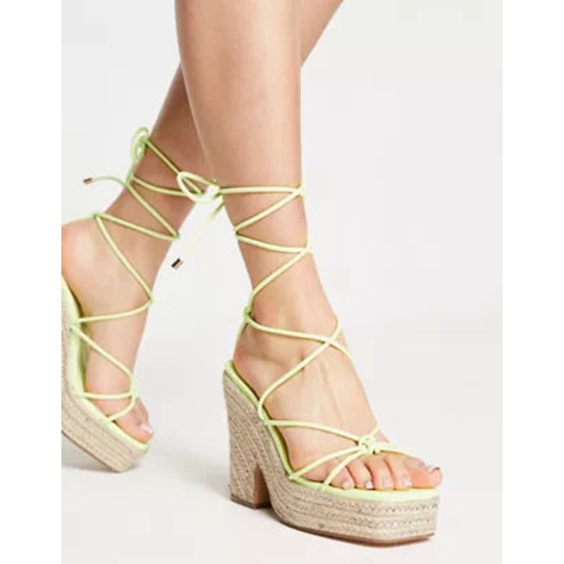 Topshop Women’s Lime Green Wavy Tie Up Espadrille Wedge Heeled Sandal |Topshop In Lebanon