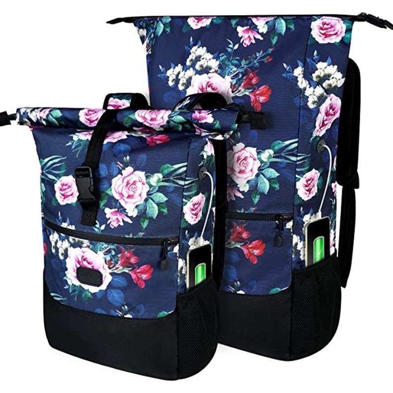 luuyouba Laptop Rolltop Backpack Women Men for 15.6 Inch School Backpack Girls Boys Teenager Backpack Fit for School/Work/Travel/Business, rose AM119