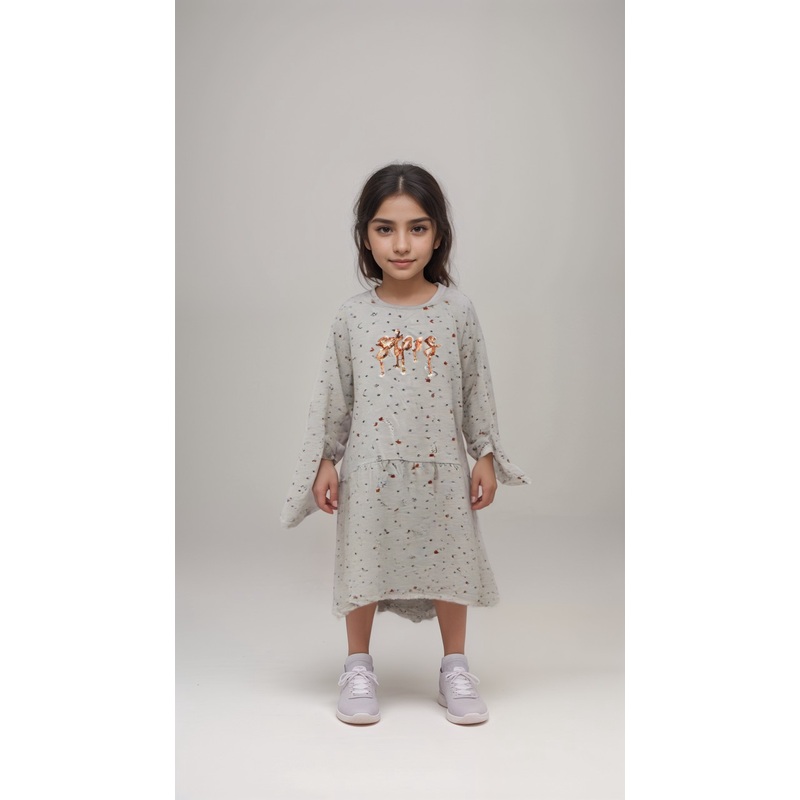 S.Oliver Girl’s Grey Long-Sleeve Cottton Printed Dress|S.Oliver In Lebanon