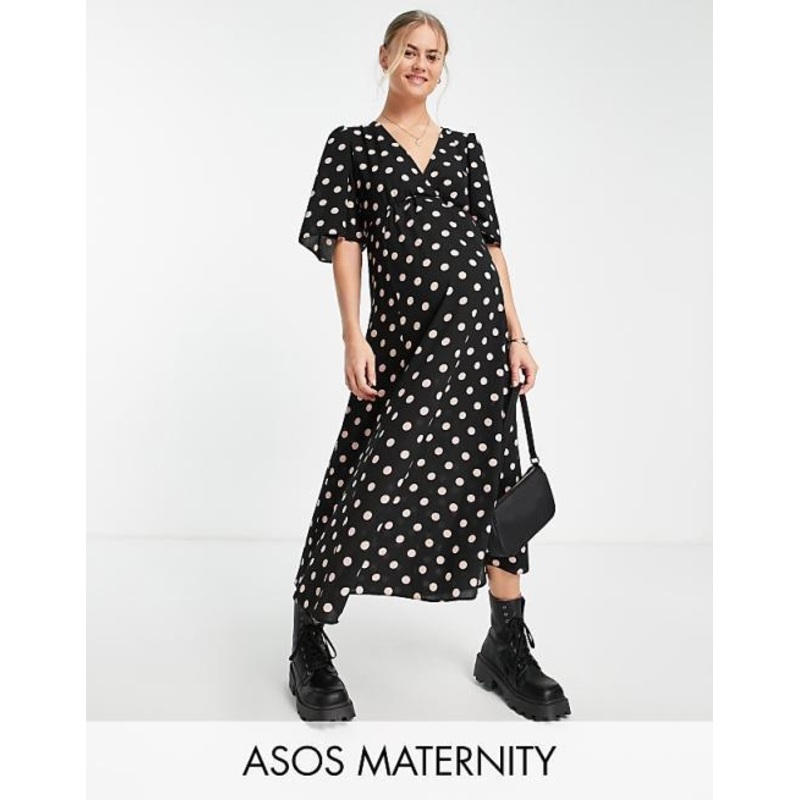 Asos Design Women’s Black Angle Sleeve Maternity Dress ANF2681