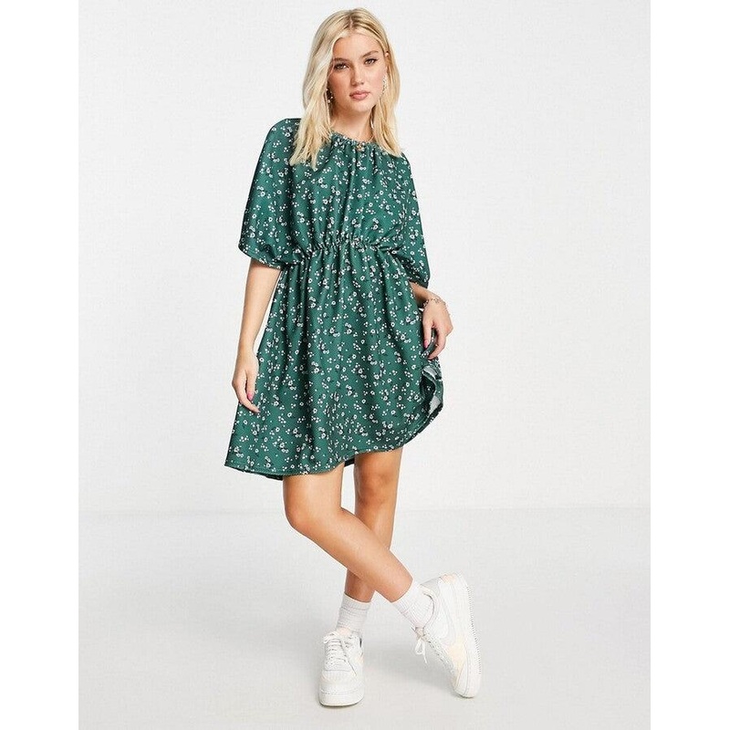 Asos Design Women’s Green Textured Smock Dress ANF2695