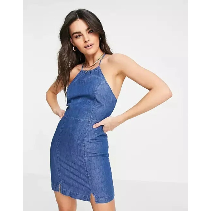 Asos Design Women’s Navy Blue  Dress ANF802