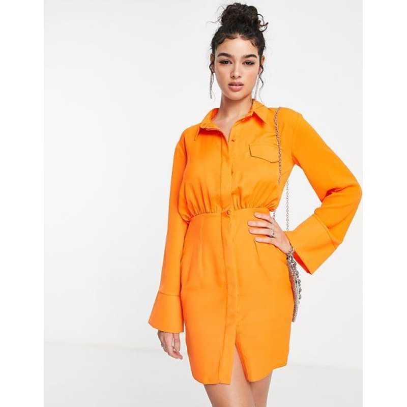 Asos Design Women’s Orange Through Waisted Dress ANF3017