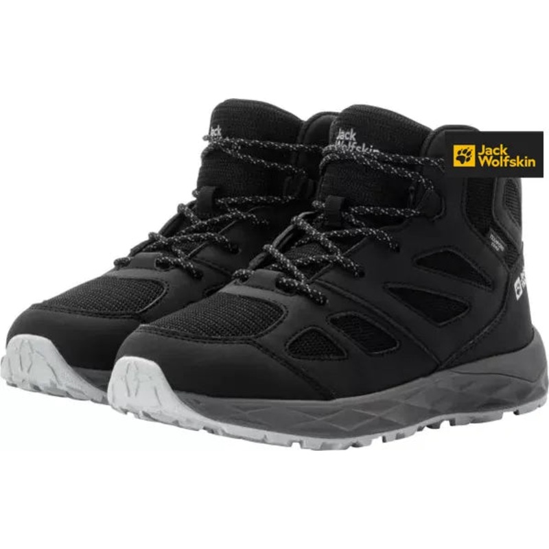 Jack Wolfskin Boy’s Black  Woodland 2 Texpore Mid K Sneakers |Jack Wolfskin in Lebanon