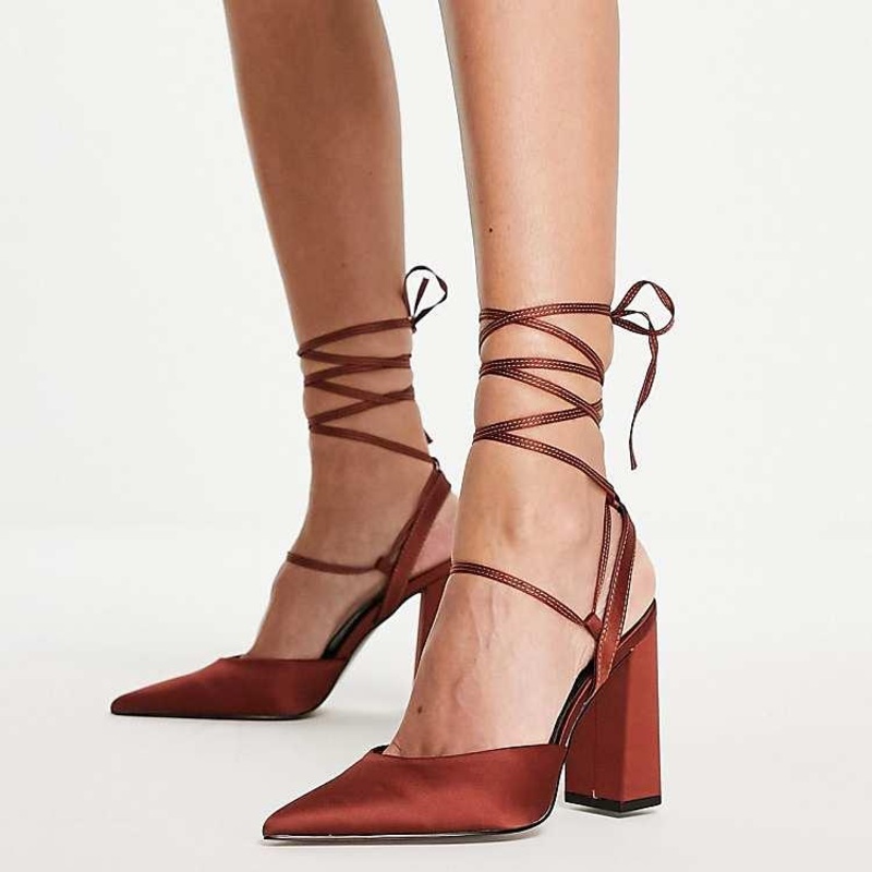 Asos Design Women’s Brown Satin High Heels |Asos Design In Lebanon