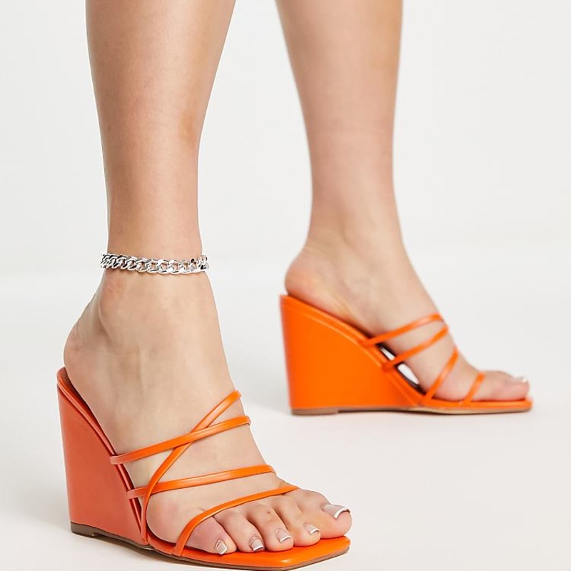 Topshop Women’s Orange Strippy Heeled Slipper |Topshop In Lebanon