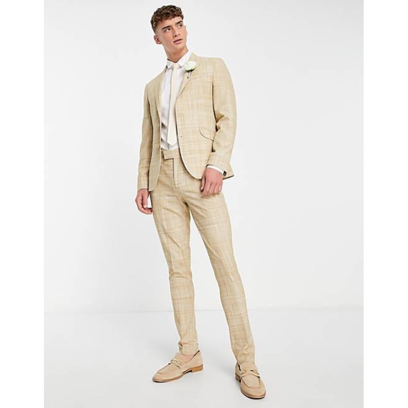 ASOS Design Men’s Ecru Checkered Skinny Suit Trousers | ASOS Design In lebanon