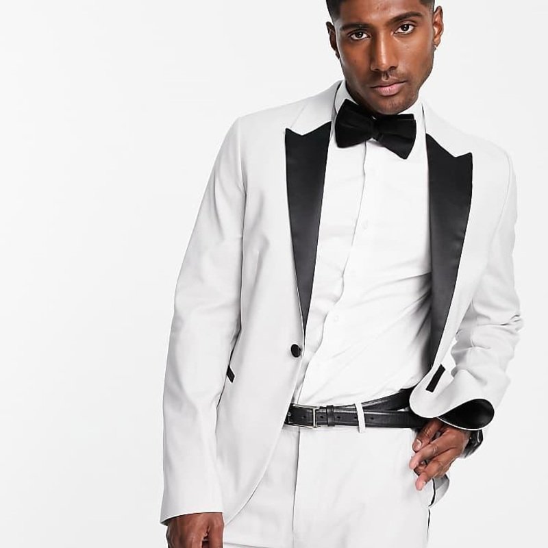 Asos Design Men’s Ice Grey Tuxedo Blazer ANF2868