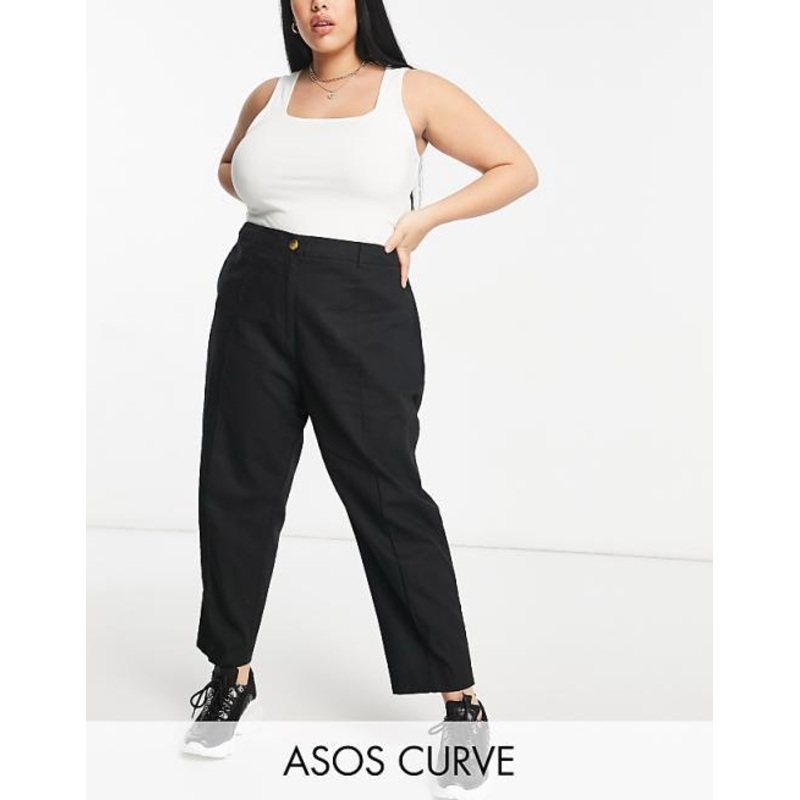 Asos Design Women’s Black Curve Linen Cigarette Trouser ANF2336