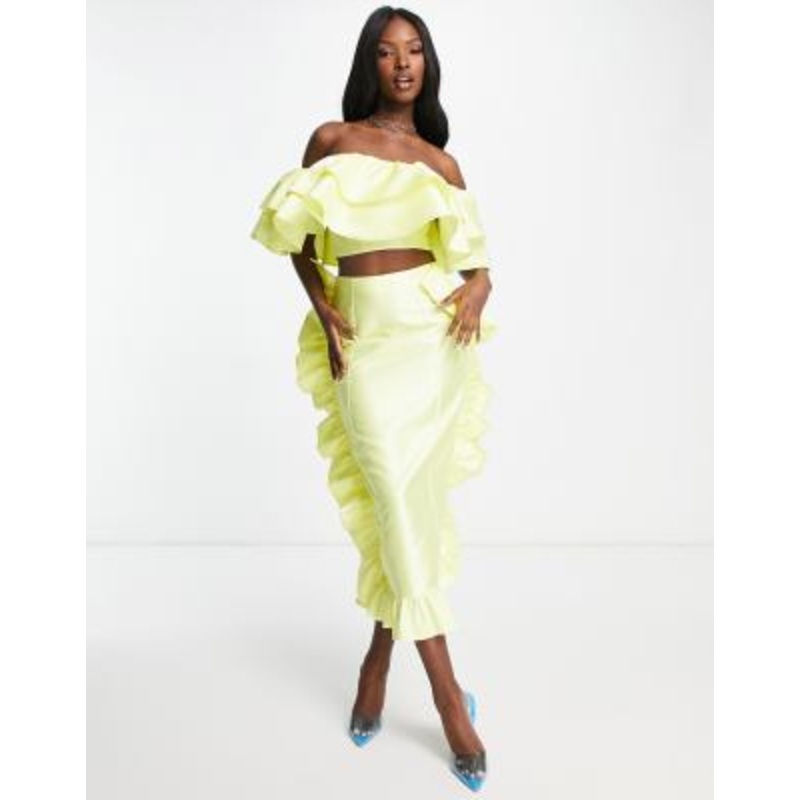 Asos Luxe Women’s Yellow Off-Shoulder Crop Top ANF3039