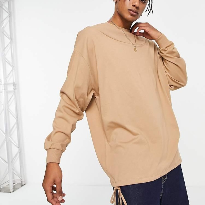 Collusion Men’s Beige Long-Sleeve Blouse ANF3448