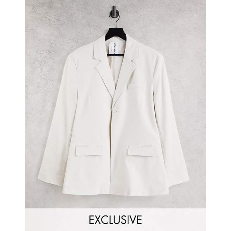 Collusion Unisex Off White Blazer ANF3237