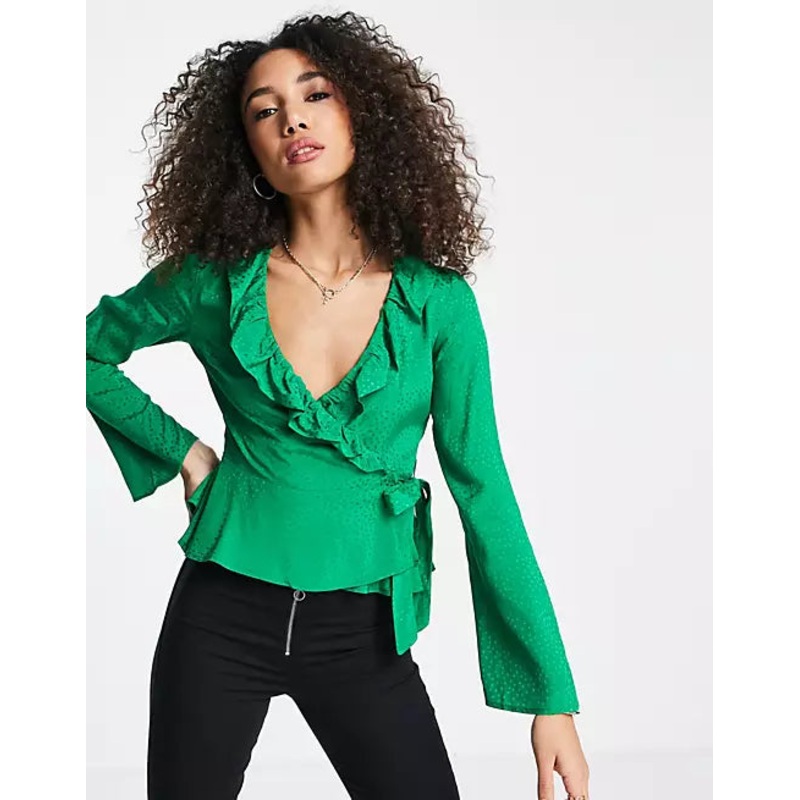 Topshop Women’s Green Blouse ANF690